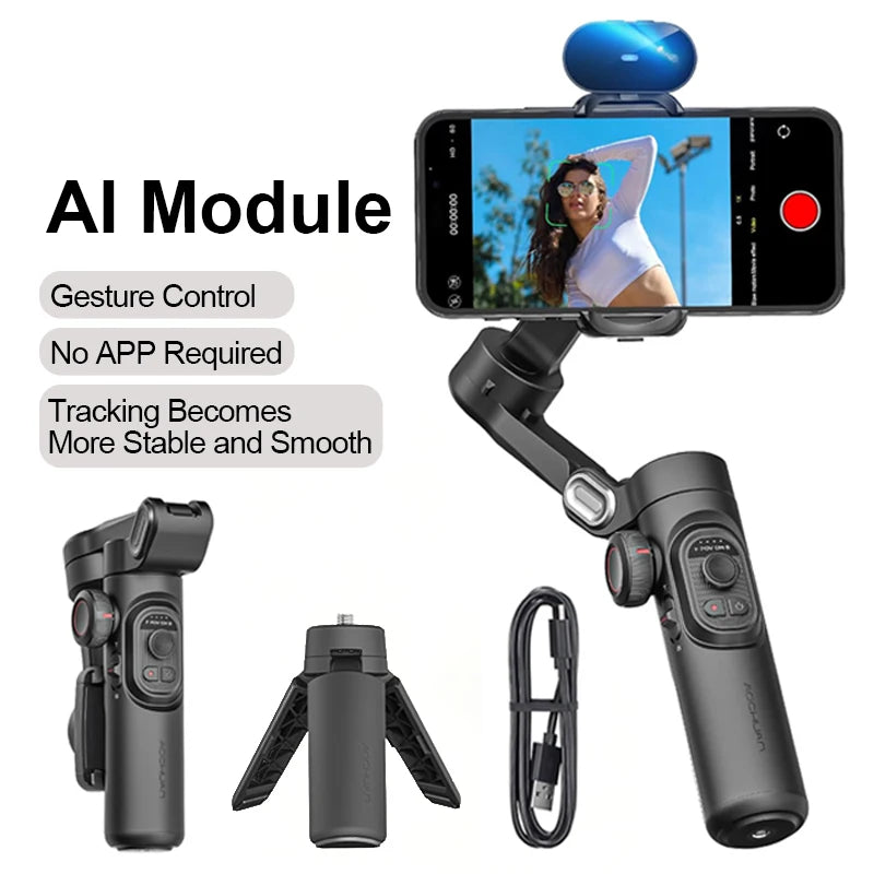 AOCHUAN Smart XE – 3-Axis Gimbal with Light & Face Tracking