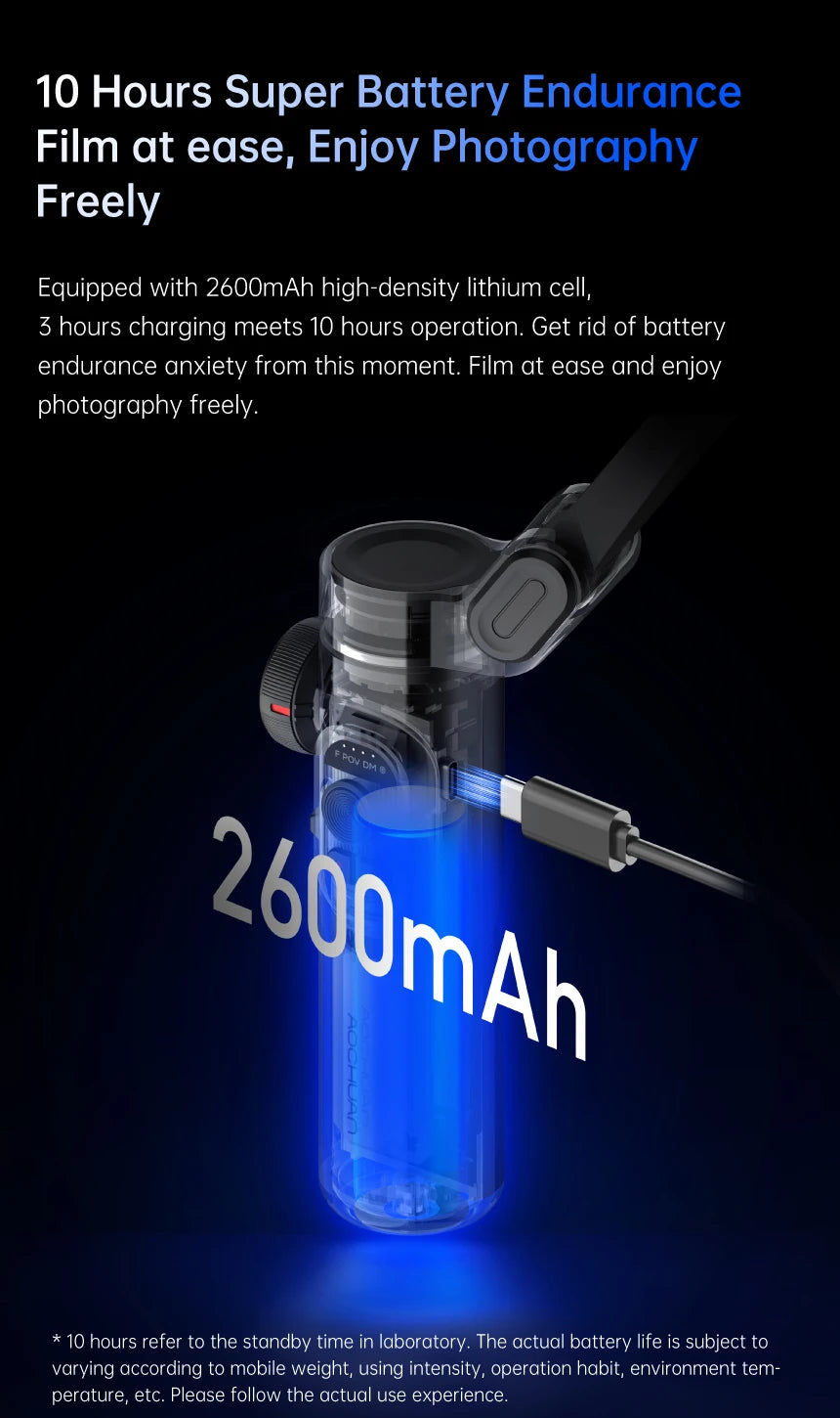 AOCHUAN Smart XE – 3-Axis Gimbal with Light & Face Tracking